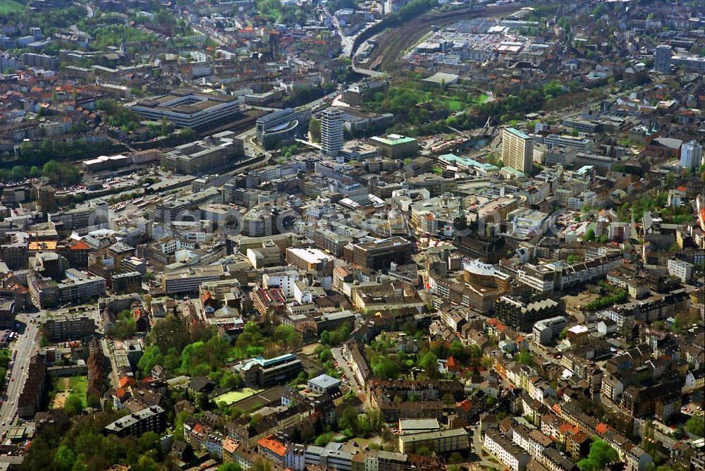 Aerial image Wuppertal Ortsteil Elberfeld - Cityscape downtown and the center of Wuppertal in North Rhine-Westphalia