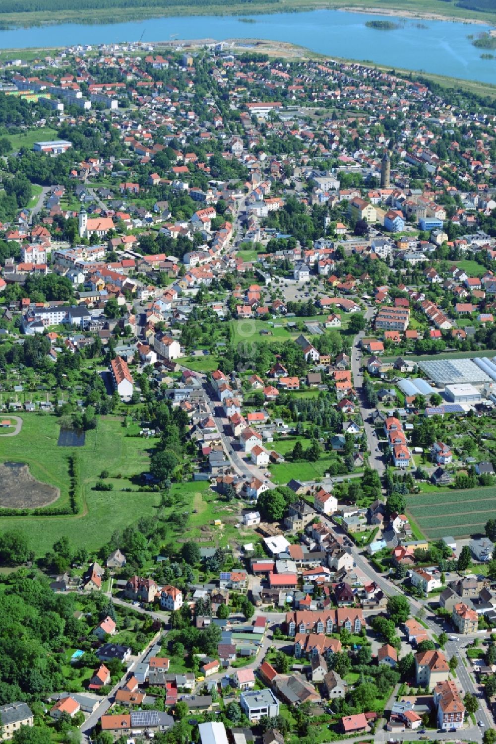 Zwenkau from above - City view of downtown and the center of Zwenkau in Saxony