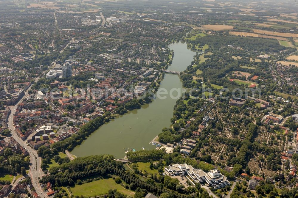 Münster from above - City view from the downtown area on the shores of Lake Aa Münster in North Rhine-Westphalia NRW