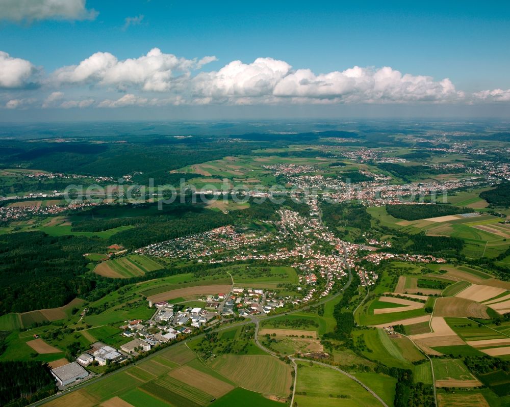 Albershausen from above - City view on down town in Albershausen in the state Baden-Wuerttemberg, Germany