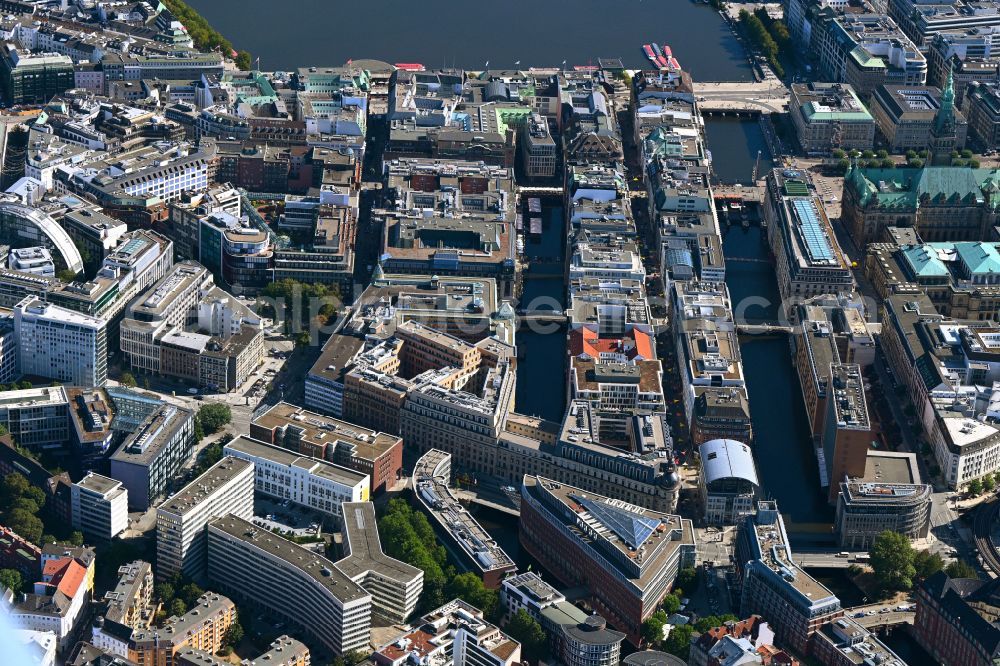 Hamburg from the bird's eye view: City view on down town in the city center in Hamburg, Germany