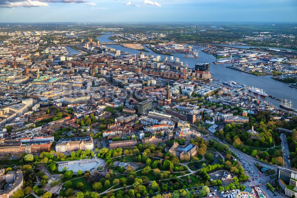 Aerial photograph Hamburg - City view on down town in the district Altstadt in Hamburg, Germany