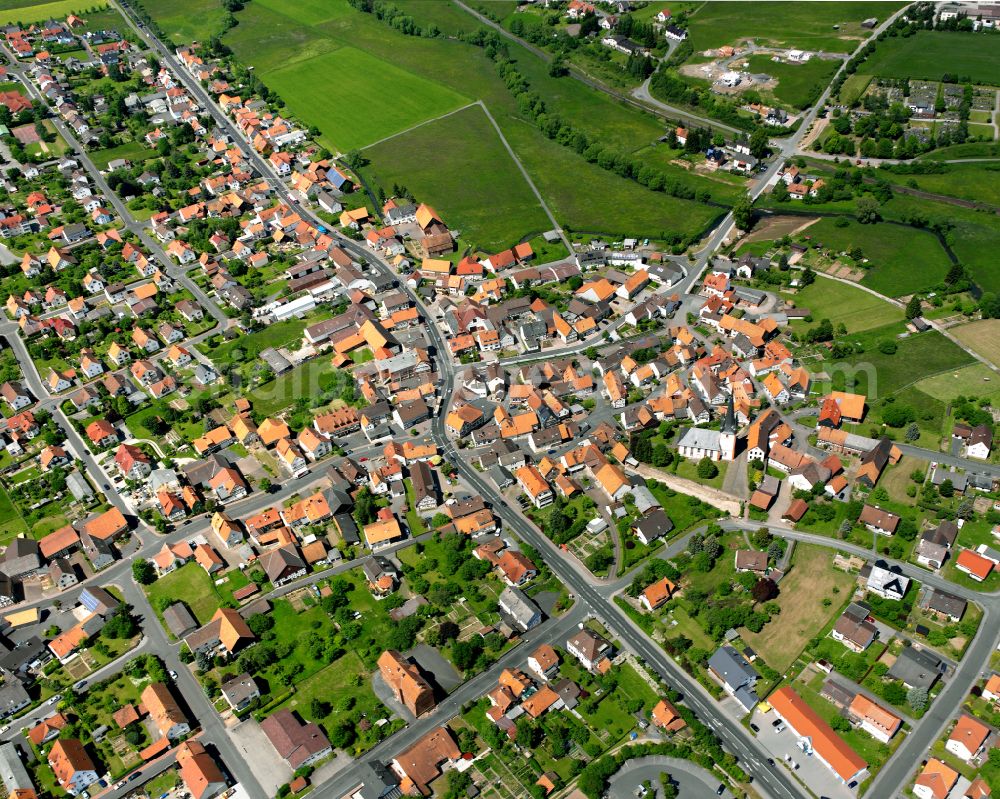 Aerial photograph Angersbach - City view on down town in Angersbach in the state Hesse, Germany