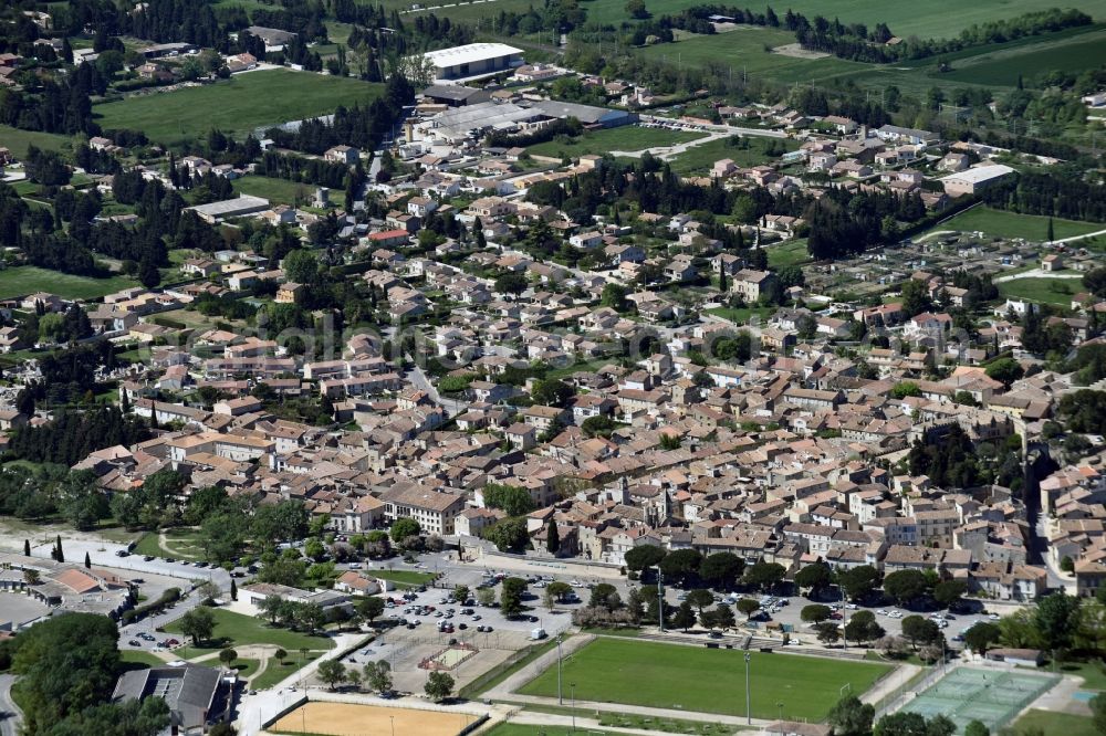 Aramon from above - City view of the city area of in Aramon in Languedoc-Roussillon Midi-Pyrenees, France