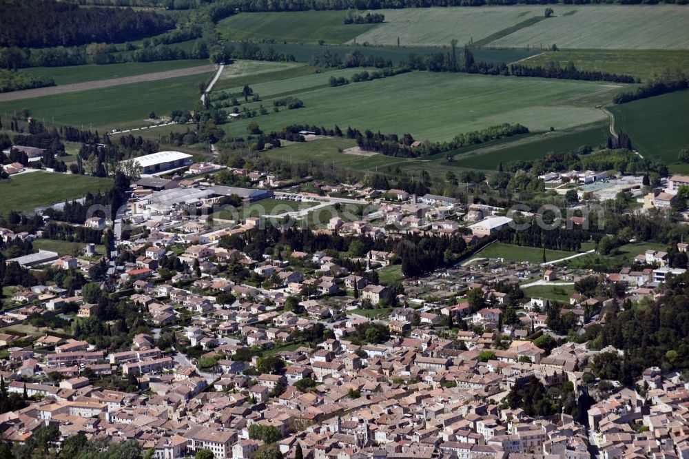 Aerial image Aramon - City view of the city area of in Aramon in Languedoc-Roussillon Midi-Pyrenees, France