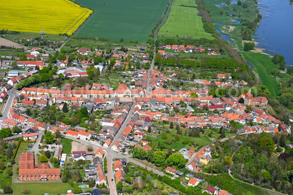 Arneburg from above - City view on down town in Arneburg in the state Saxony-Anhalt, Germany