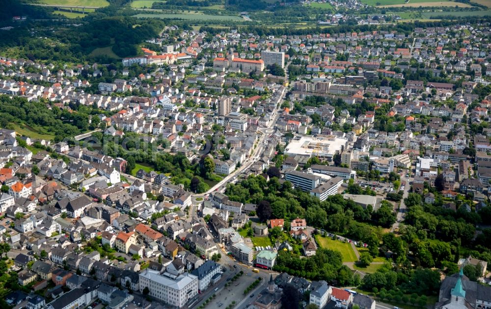 Arnsberg from above - City view of the city area of in Arnsberg in the state North Rhine-Westphalia