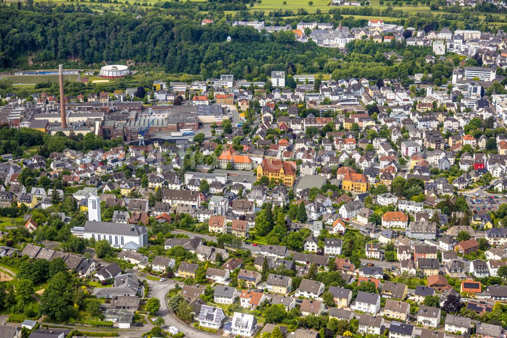 Aerial image Arnsberg - City view on down town in Arnsberg at Sauerland in the state North Rhine-Westphalia, Germany