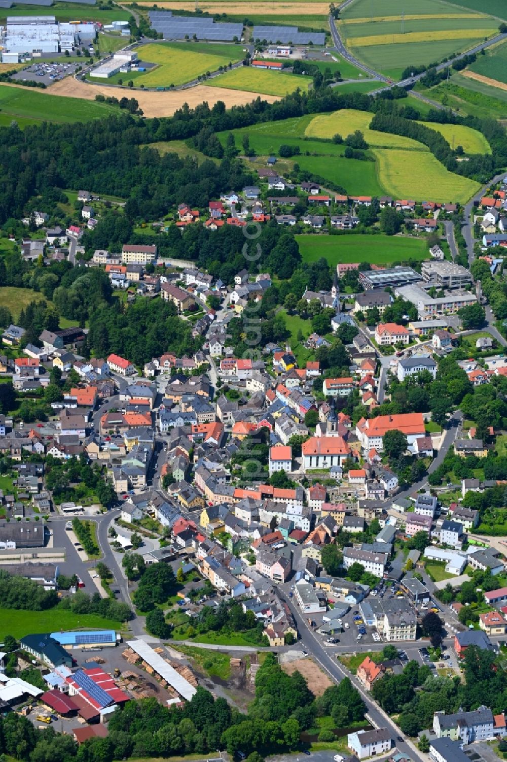 Aerial photograph Arzberg - City view on down town in Arzberg in the state Bavaria, Germany