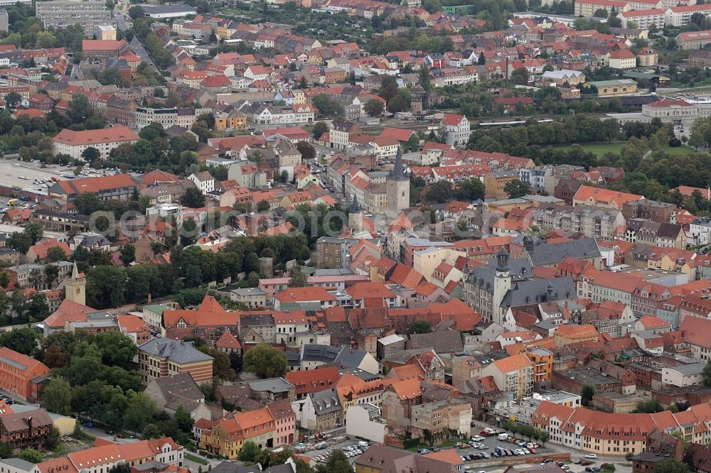 Aschersleben from above - City view of the city area of in Aschersleben in the state Saxony-Anhalt, Germany