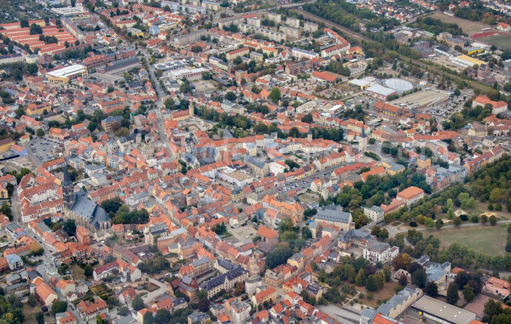 Aschersleben from the bird's eye view: City view of the city area of in Aschersleben in the state Saxony-Anhalt, Germany