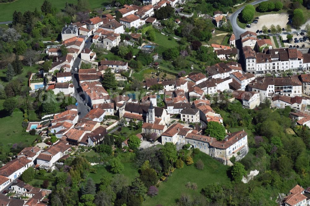 Aubeterre-sur-Dronne from above - City view of the city area of in Aubeterre-sur-Dronne in Aquitaine Limousin Poitou-Charentes, France