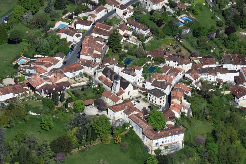 Aerial image Aubeterre-sur-Dronne - City view of the city area of in Aubeterre-sur-Dronne in Aquitaine Limousin Poitou-Charentes, France