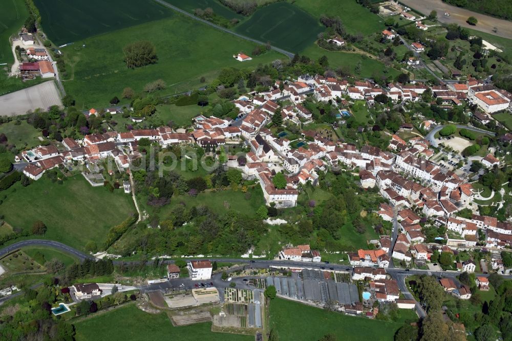 Aubeterre-sur-Dronne from above - City view of the city area of in Aubeterre-sur-Dronne in Aquitaine Limousin Poitou-Charentes, France