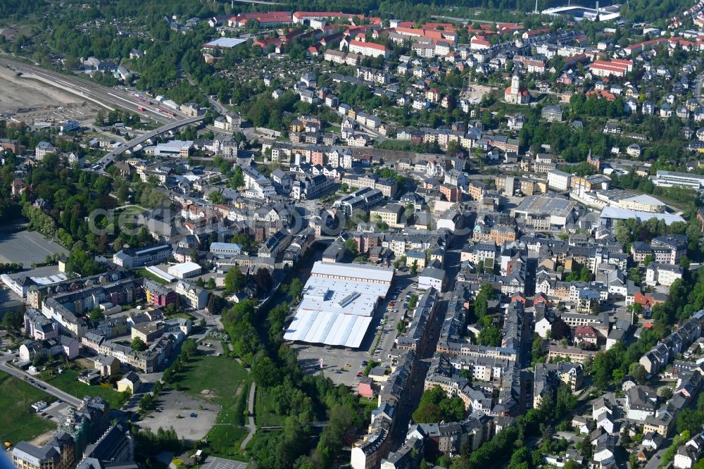 Aerial photograph Aue - City view of the city area of in Aue in the state Saxony, Germany