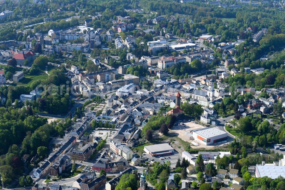 Aerial photograph Auerbach - City view of the city area of in Auerbach in the state Saxony, Germany