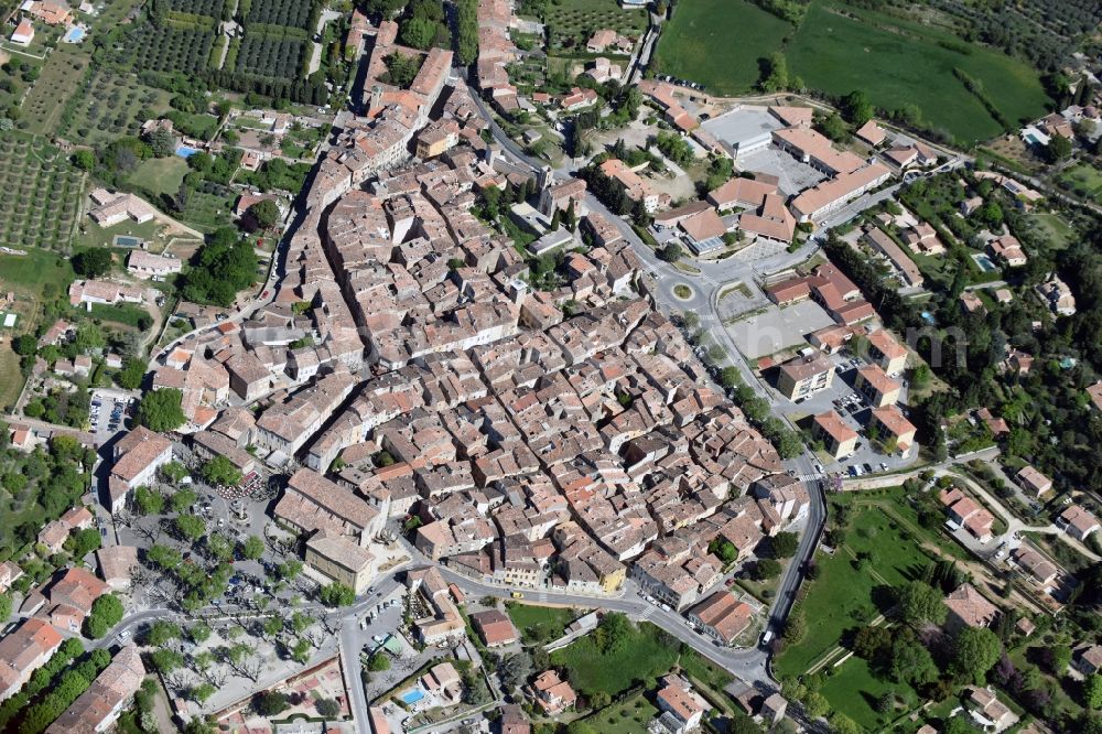 Aups from above - City view of the city area of in Aups in Provence-Alpes-Cote d'Azur, France