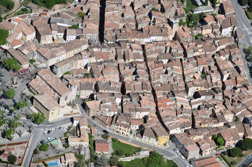 Aups from above - City view of the city area of in Aups in Provence-Alpes-Cote d'Azur, France