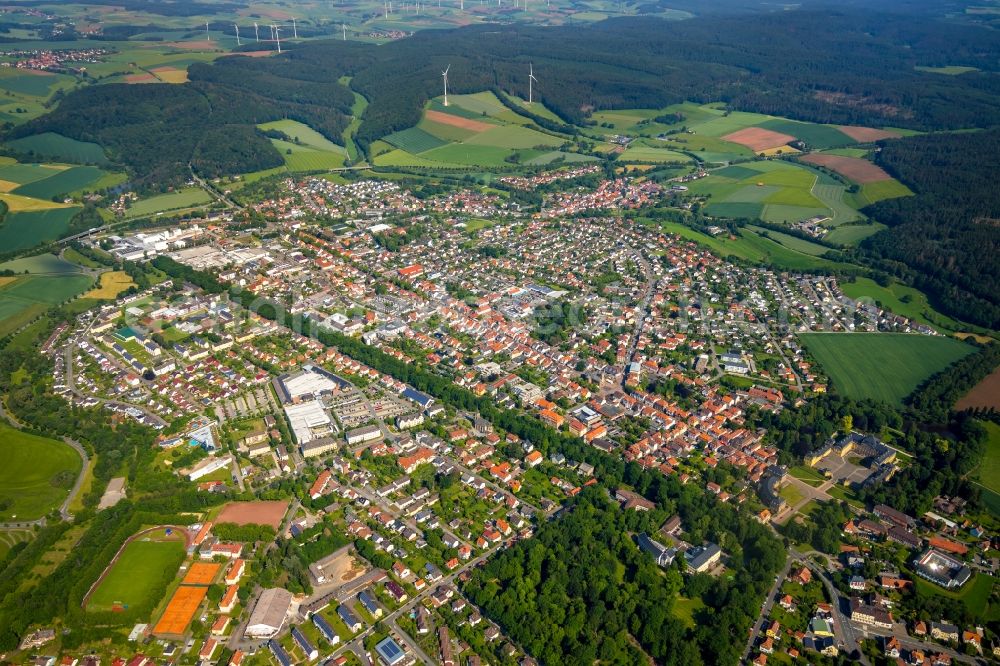 Aerial image Bad Arolsen - City view on down town in Bad Arolsen in the state Hesse, Germany