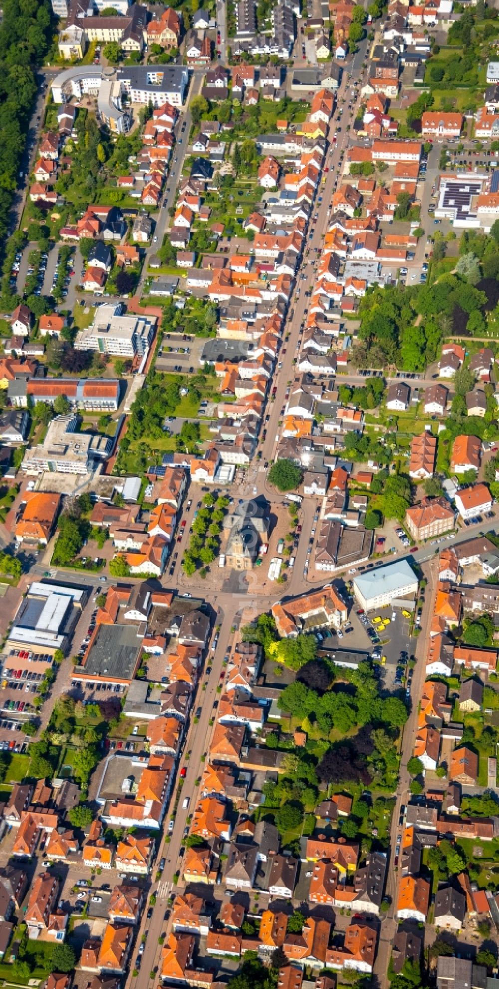 Bad Arolsen from above - City view on down town in Bad Arolsen in the state Hesse, Germany