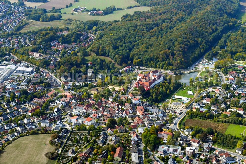 Bad Iburg from above - City view of the city area of in Bad Iburg in the state Lower Saxony, Germany