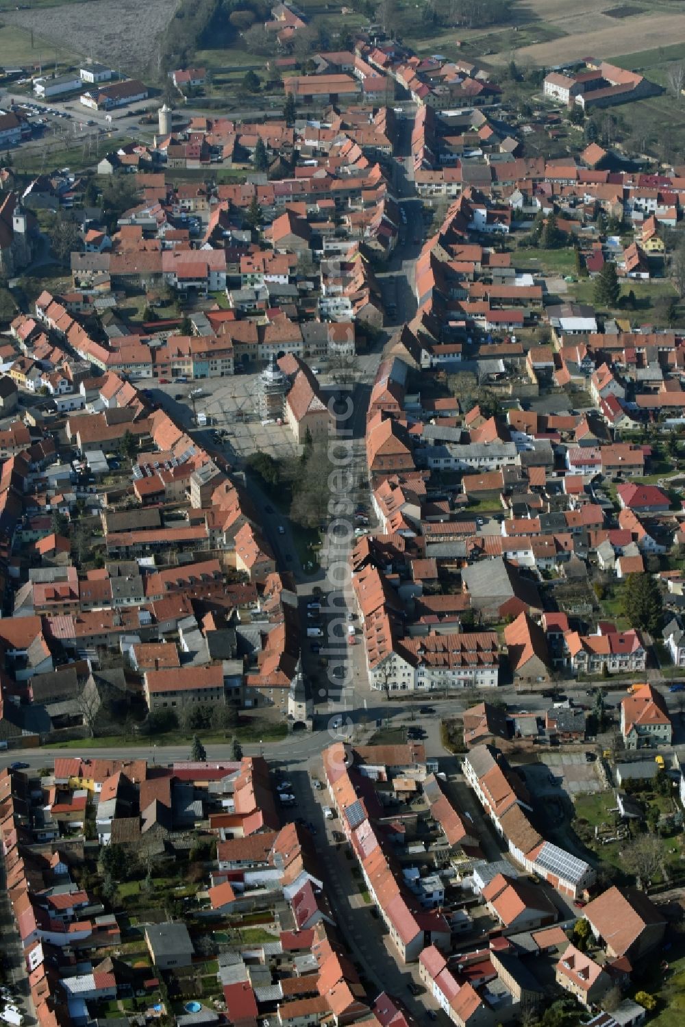 Bad Tennstedt from above - City view of the city area of in Bad Tennstedt in the state Thuringia