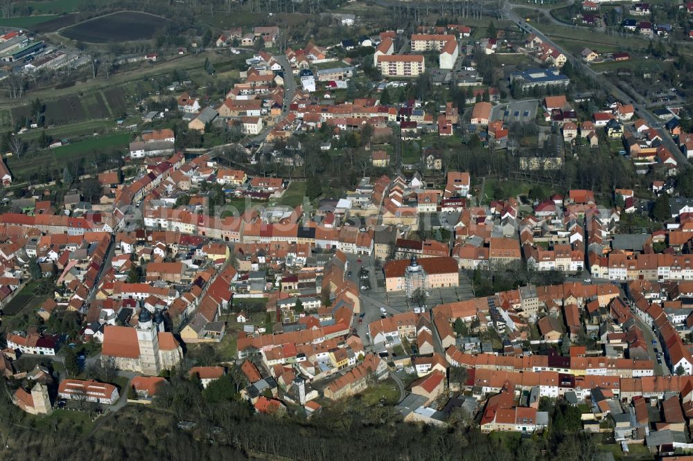 Bad Tennstedt from above - City view of the city area of in Bad Tennstedt in the state Thuringia