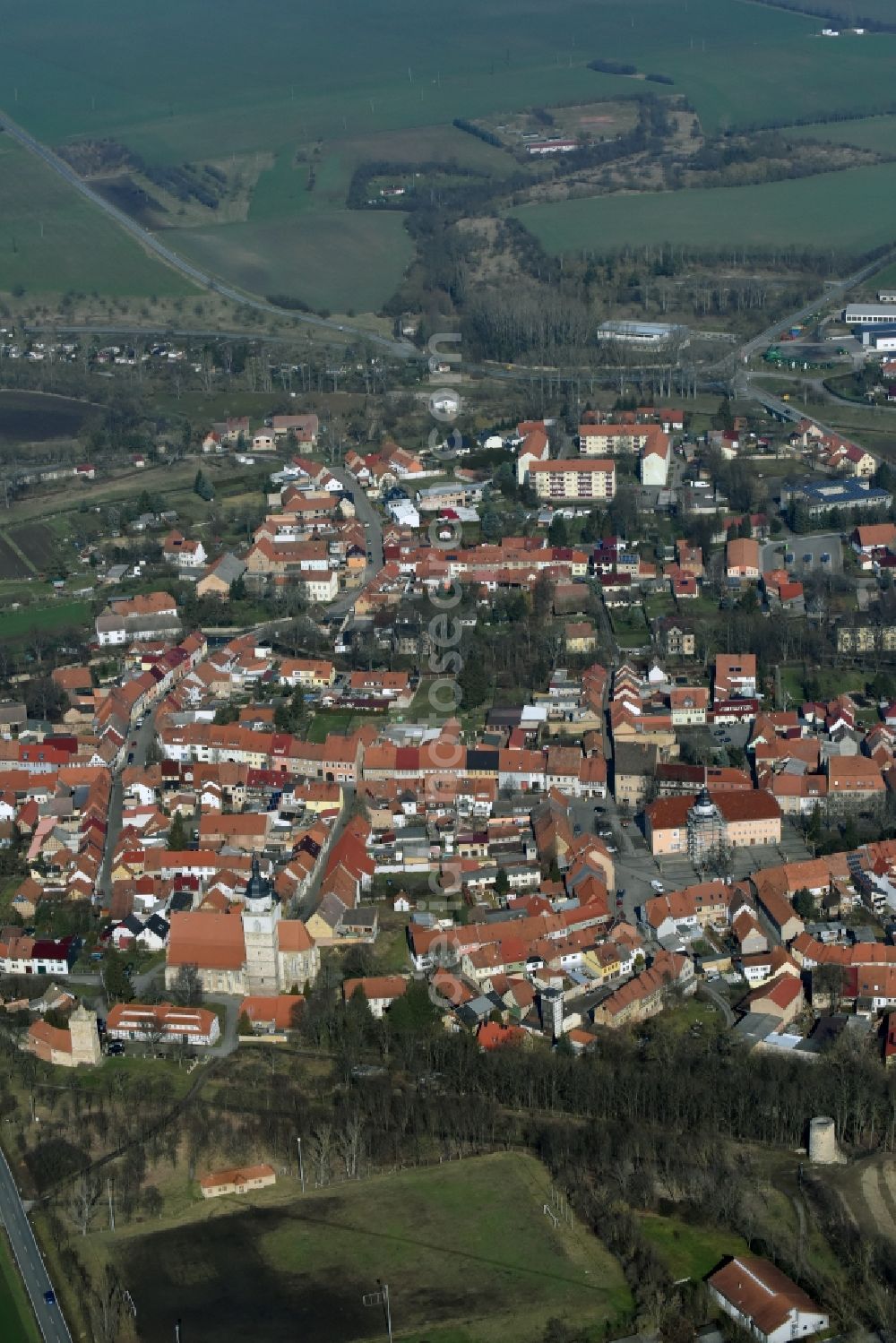 Bad Tennstedt from the bird's eye view: City view of the city area of in Bad Tennstedt in the state Thuringia