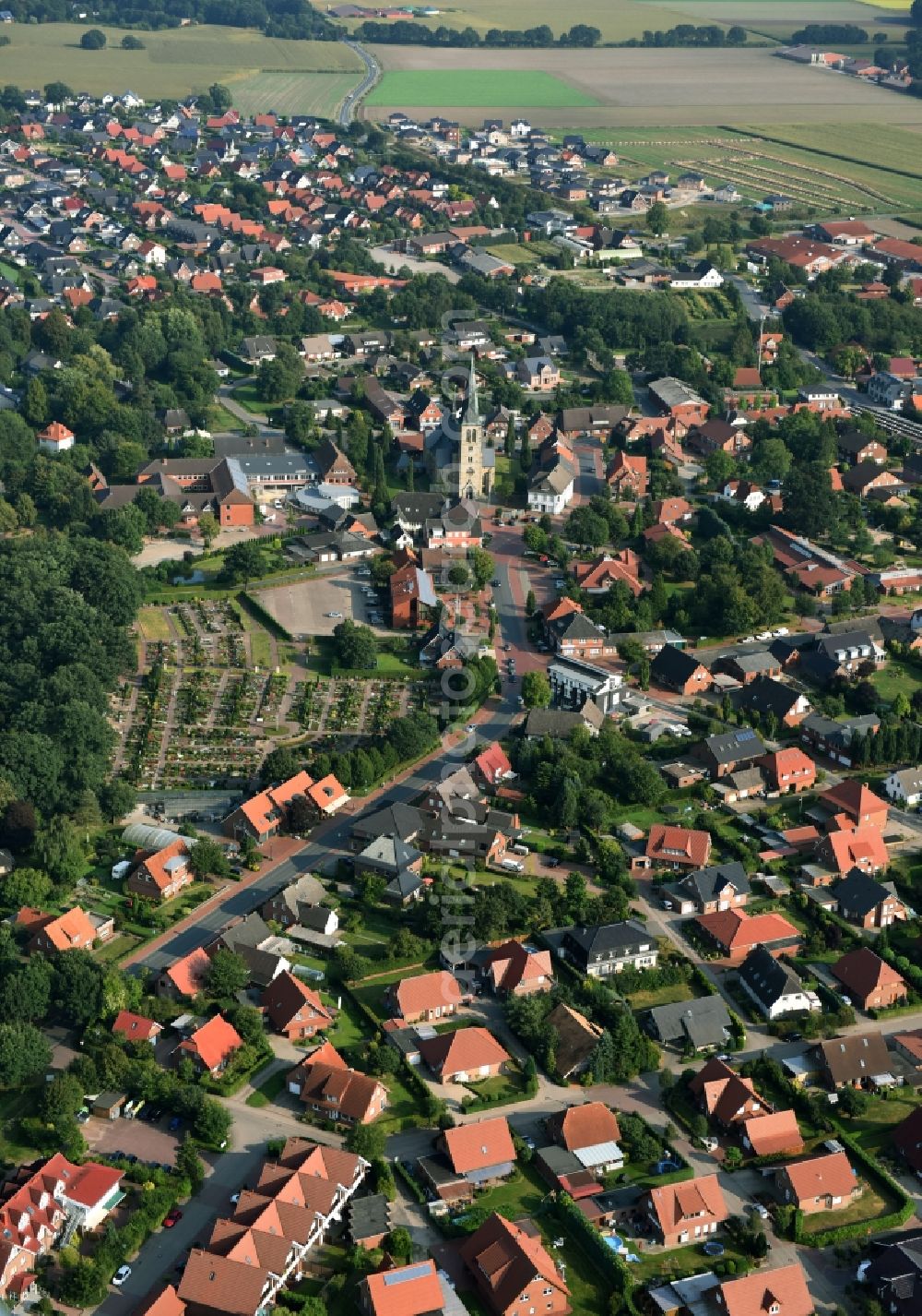 Aerial image Bakum - City view of the city area of in Bakum in the state Lower Saxony