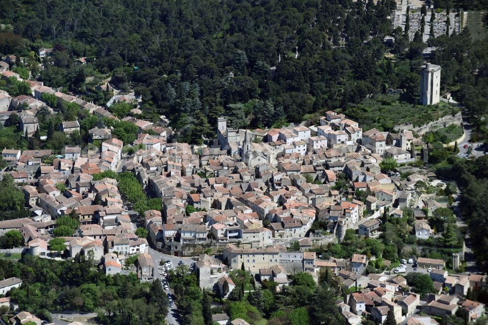 Barbentane from above - City view of the city area of in Barbentane in Provence-Alpes-Cote d'Azur, France