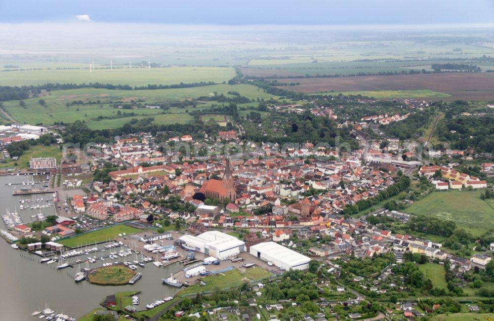 Barth from above - City view of the city area of in Barth in the state Mecklenburg - Western Pomerania, Germany