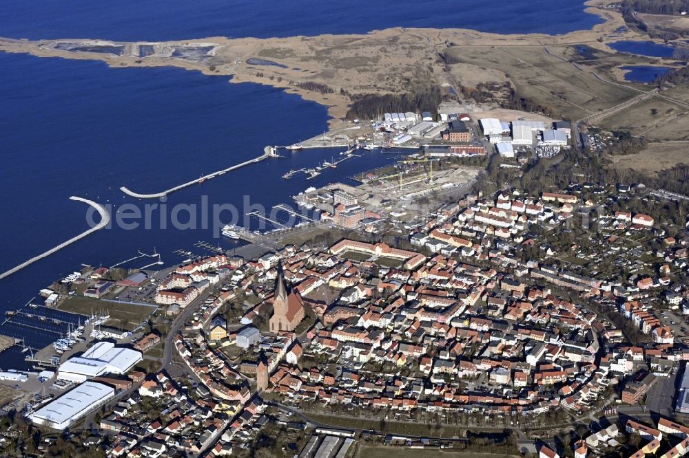 Barth from above - City view of the city area of in Barth in the state Mecklenburg - Western Pomerania, Germany