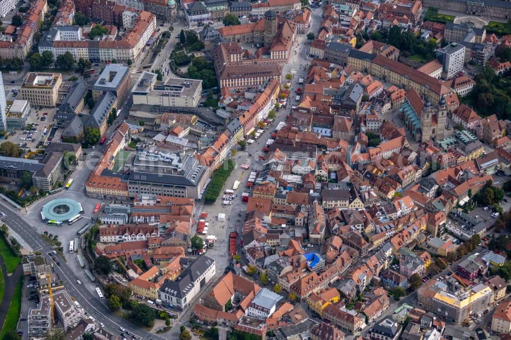 Aerial photograph Bayreuth - City view of the city area of in Bayreuth in the state Bavaria and church