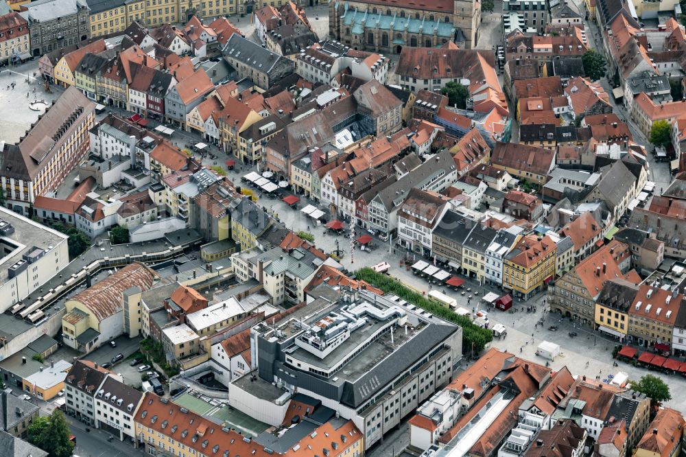 Aerial image Bayreuth - City view of the city area of in Bayreuth in the state Bavaria and church