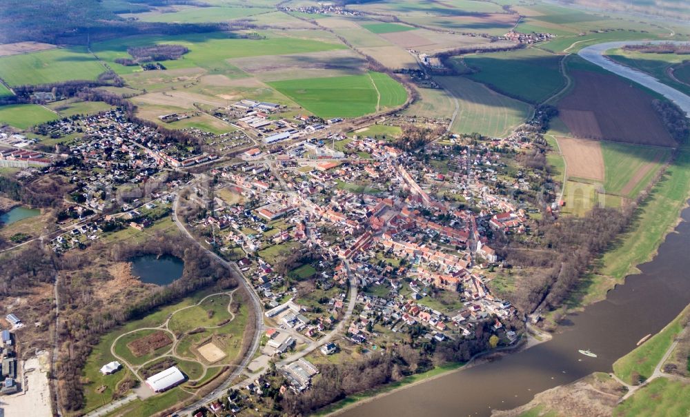 Aerial image Belgern-Schildau - City view on down town in Belgern-Schildau in the state Saxony, Germany