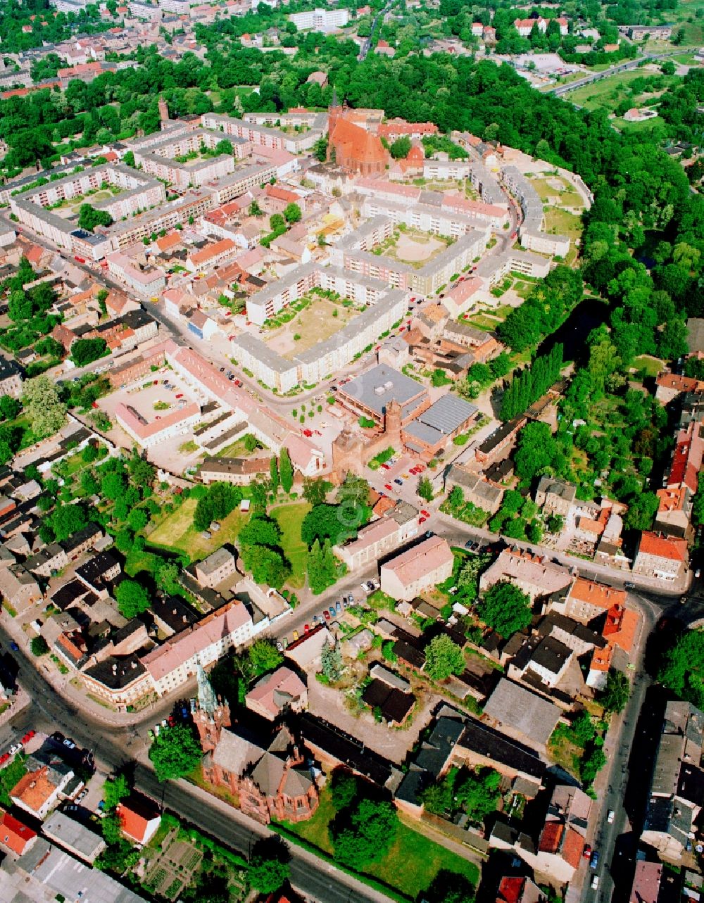 Aerial photograph Bernau - City view on down town in Bernau in the state Brandenburg, Germany