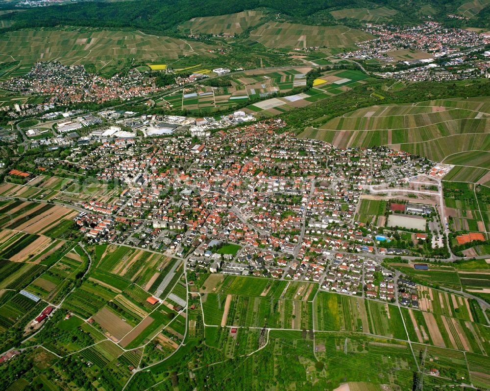 Aerial photograph Beutelsbach - City view on down town in Beutelsbach in the state Baden-Wuerttemberg, Germany