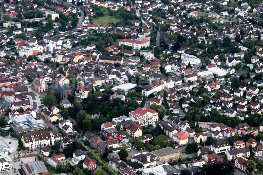 Bühl from above - City view of the city area of in Buehl in the state Baden-Wuerttemberg