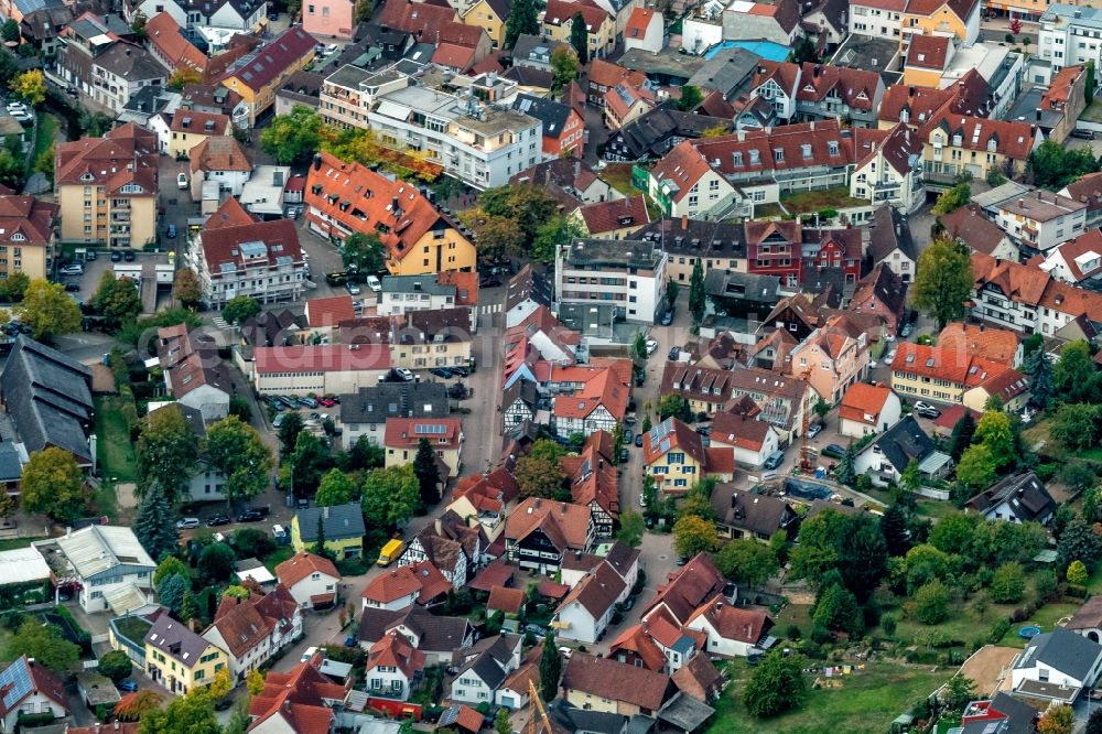 Aerial image Bühl - City view on down town in Buehl in the state Baden-Wurttemberg, Germany