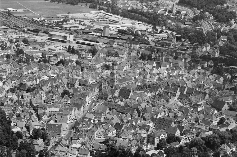 Aerial image Biberach - City view on down town in Biberach in the state Baden-Wuerttemberg, Germany