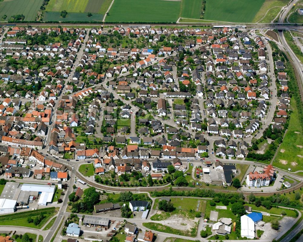 Blankenloch from above - City view on down town in Blankenloch in the state Baden-Wuerttemberg, Germany