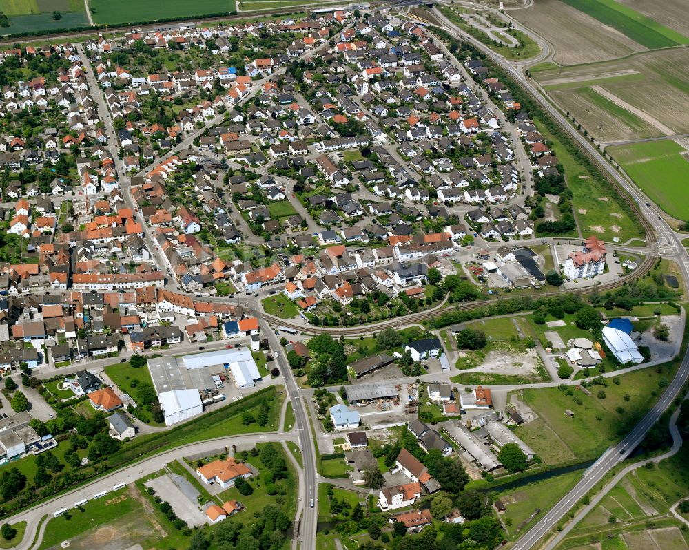 Blankenloch from the bird's eye view: City view on down town in Blankenloch in the state Baden-Wuerttemberg, Germany