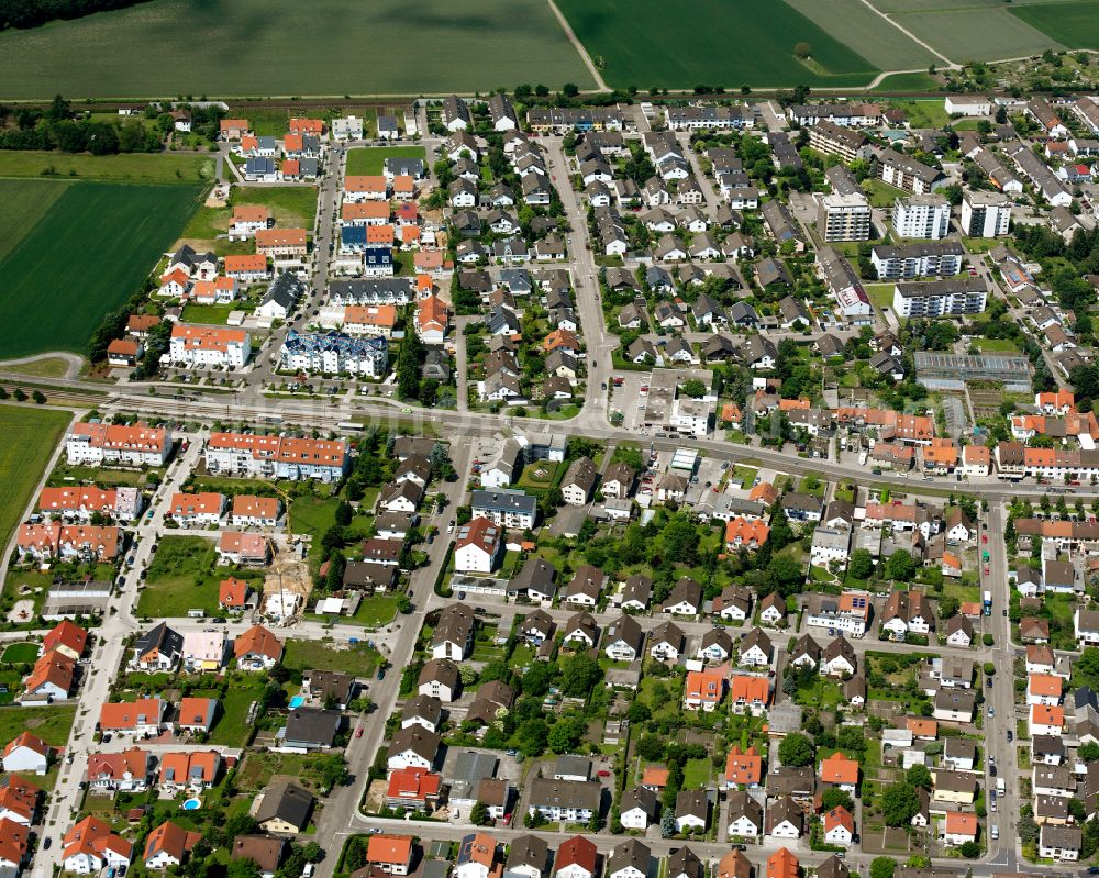 Aerial photograph Blankenloch - City view on down town in Blankenloch in the state Baden-Wuerttemberg, Germany