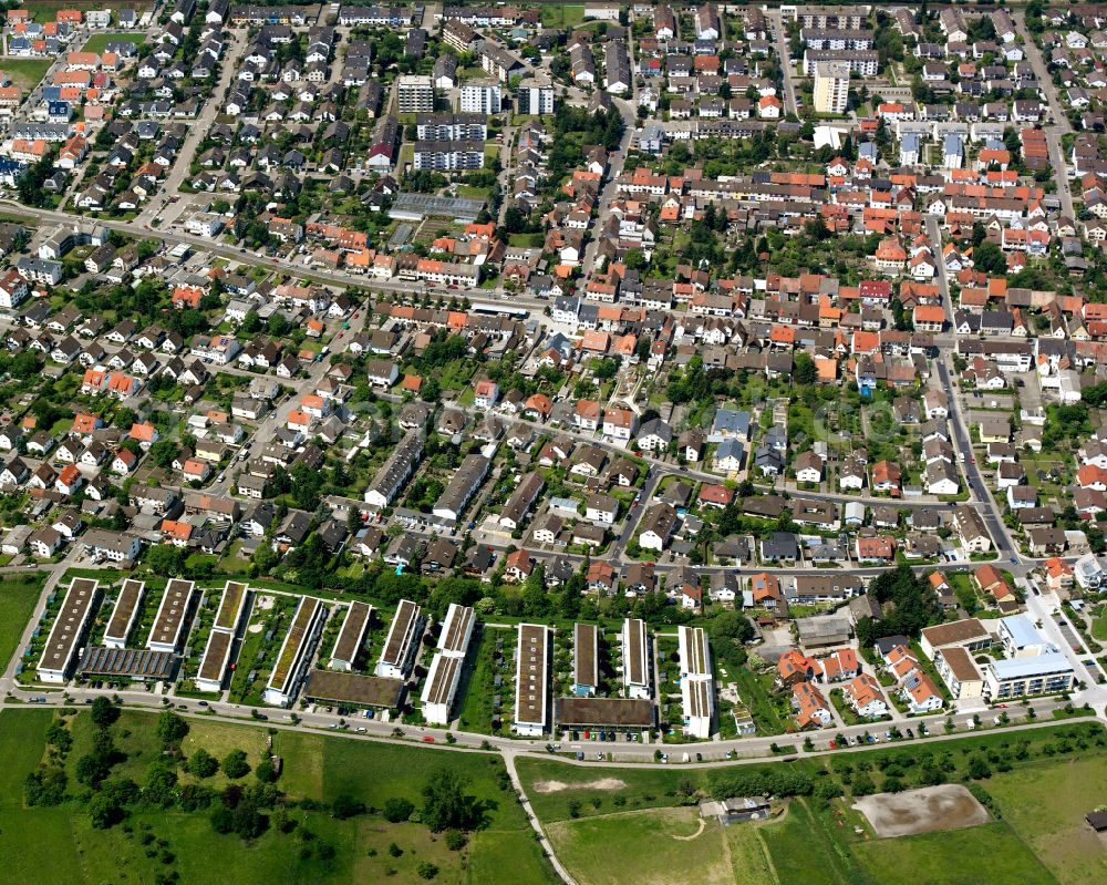 Aerial image Blankenloch - City view on down town in Blankenloch in the state Baden-Wuerttemberg, Germany