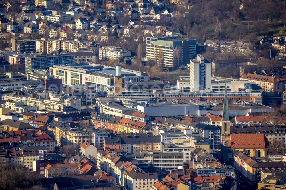 Hagen from the bird's eye view: City view of the city area of in Hagen at Ruhrgebiet in the state North Rhine-Westphalia, Germany