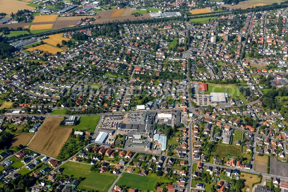 Aerial photograph Bünde - City view of the inner-city area at the motor way A30 in Buende in the state North Rhine-Westphalia