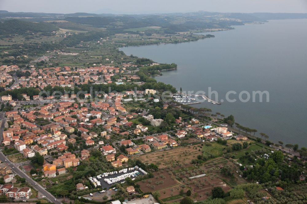 Bolsena from above - Cityscape of downtown area in Bolsena on the northern edge of Lake Bolsena in Lazio in Italy