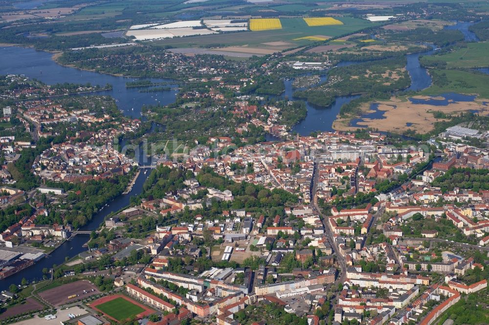 Brandenburg an der Havel from the bird's eye view: City view of the city area of in Brandenburg an der Havel in the state Brandenburg, Germany