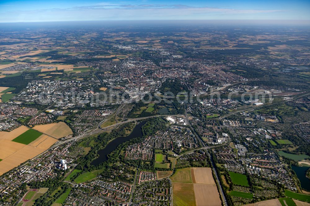 Aerial photograph Braunschweig - City view of the city area of in Braunschweig in the state Lower Saxony, Germany