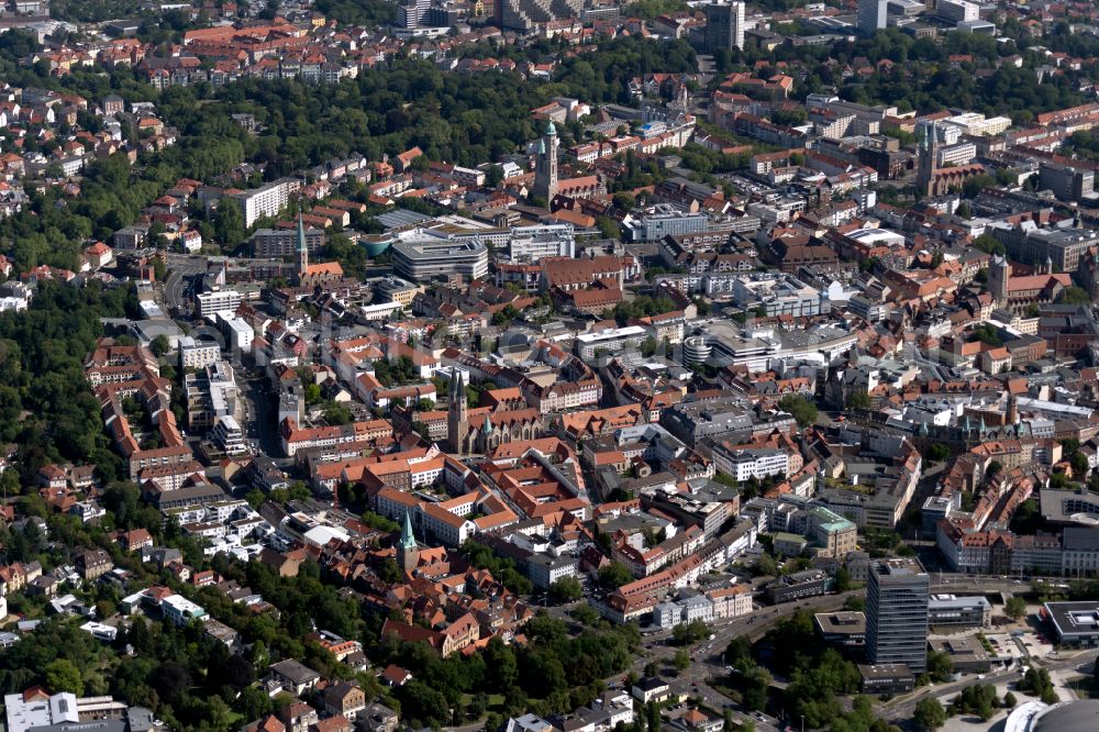 Aerial image Braunschweig - City view on down town in the district Innenstadt in Brunswick in the state Lower Saxony, Germany